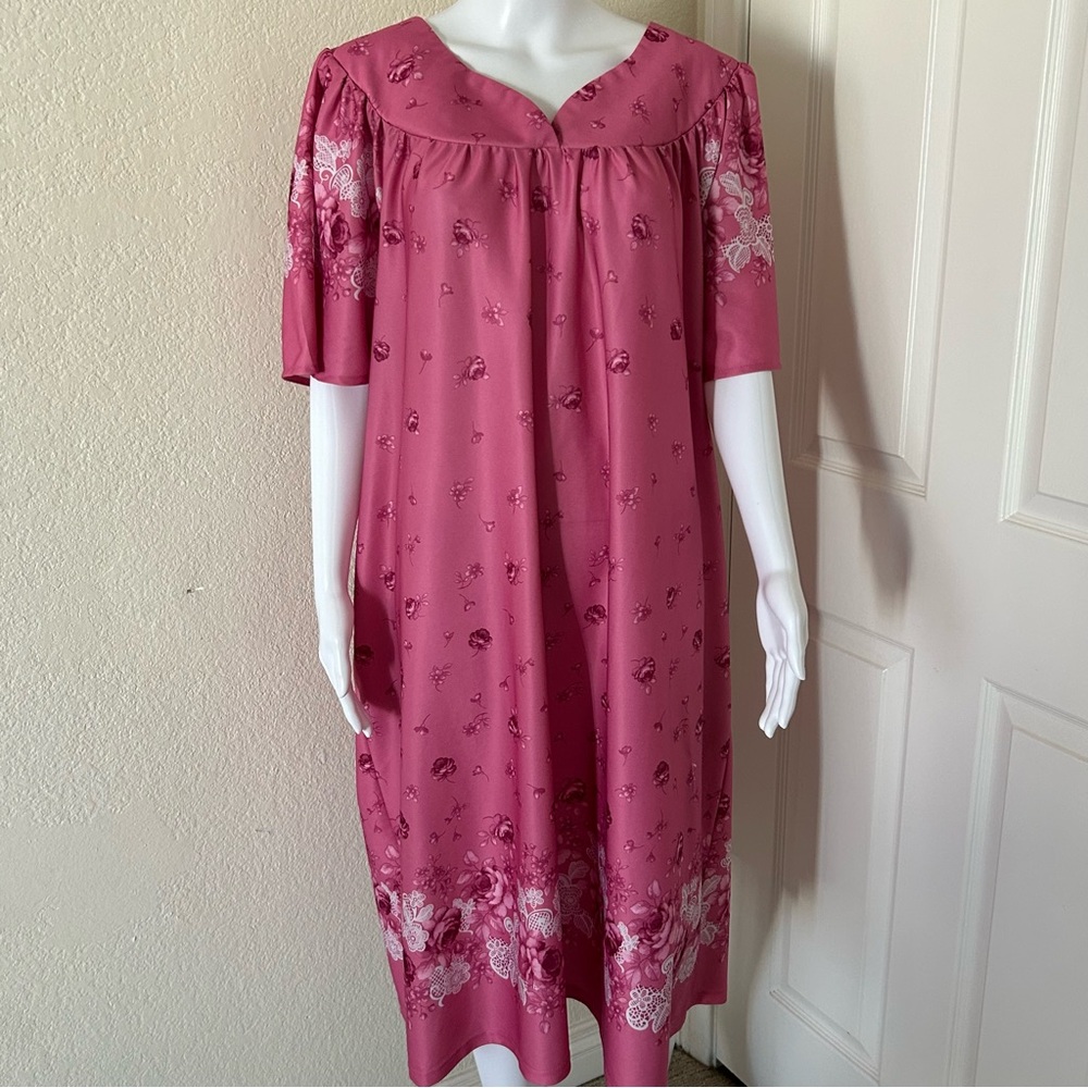 Anthony Richards Pink Floral Muumuu Housedress Lo… - image 1